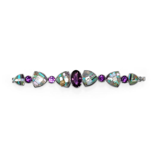 one-of-a-kind-facet-amethyst-pastel-color-mosaic-and-diamond-0-14ct-bracelet-in-sterling-silver-with-18k-gold-diamond-pave-adam