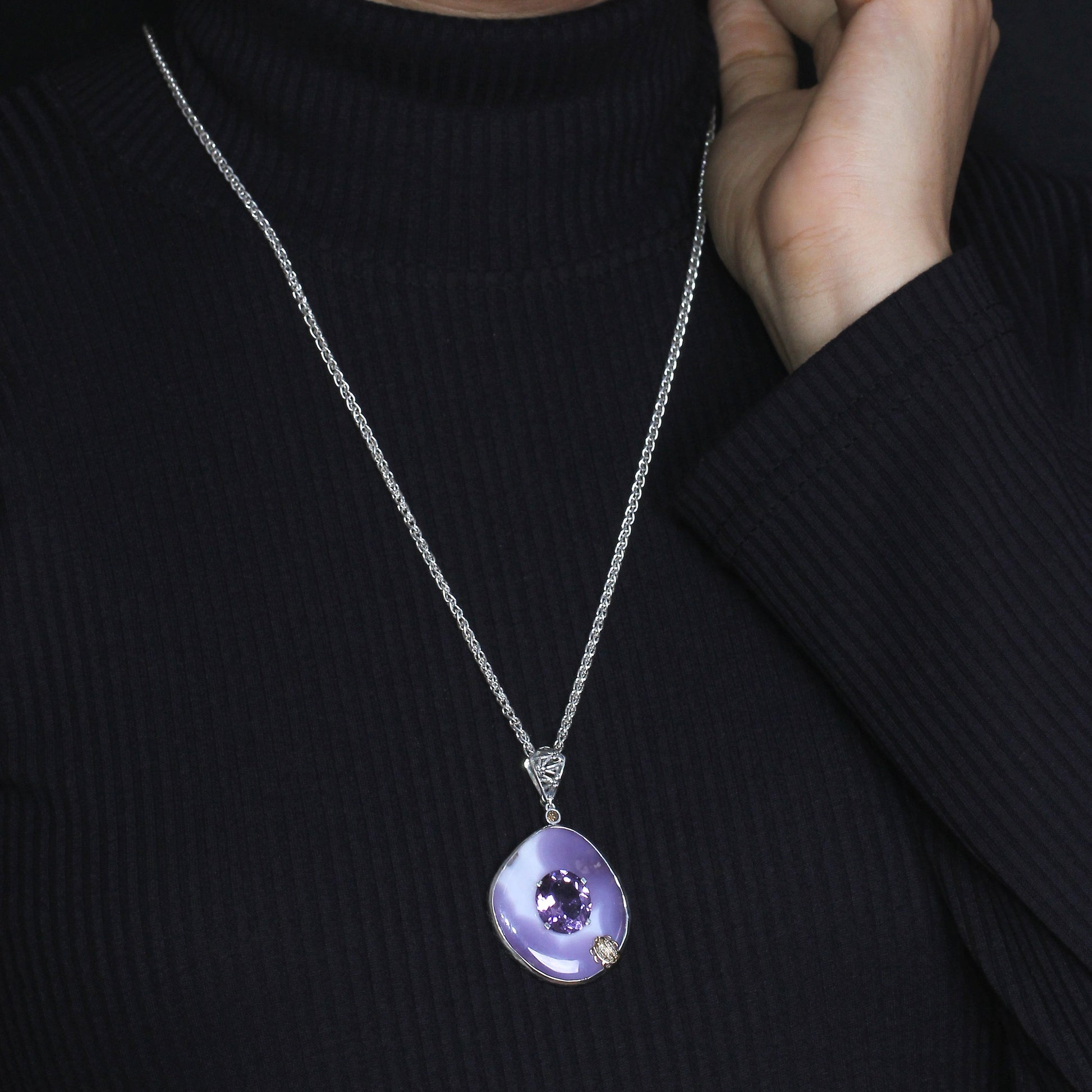 one-of-a-kind-smooth-laguna-agate-amethyst-and-diamond-0-16ct-pendant-in-sterling-silver-with-18k-gold-diamond-pave-adam