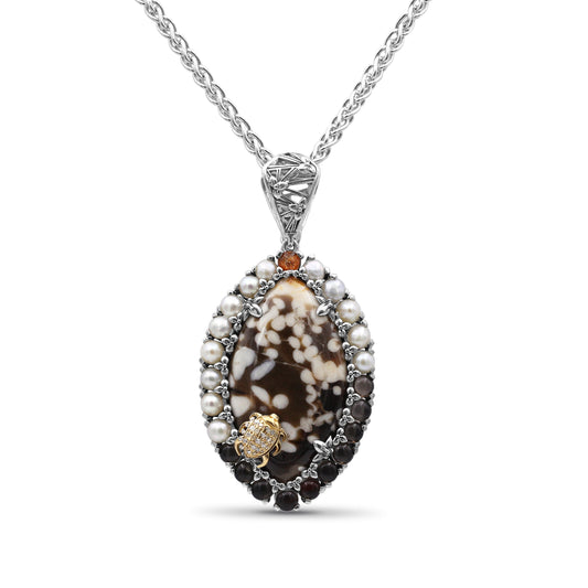 one-of-a-kind-smooth-peanut-wood-orange-sunstone-smooth-smoky-quartz-white-pearl-and-diamond-0-11ct-pendant-in-sterling-silver-with-18k-gold-diamond-pave-adam