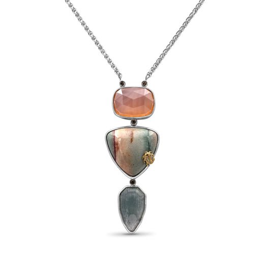one-of-a-kind-smooth-sunset-jasper-facet-top-flat-back-pink-chalcedony-facet-top-natural-quartz-top-over-green-agate-and-0-28ct-diamond-pendant-in-sterling-silver-with-18k-gold-diamond-pave-adam