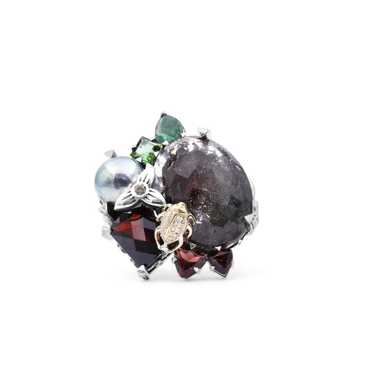 one-of-a-kind-orissa-garnet-green-tourmaline-green-pearl-emerald-facet-garnet-facet-flat-back-red-moss-quartz-and-diamond-0-17ct-ring-in-sterling-silver-with-18k-gold-diamond-pave-adam