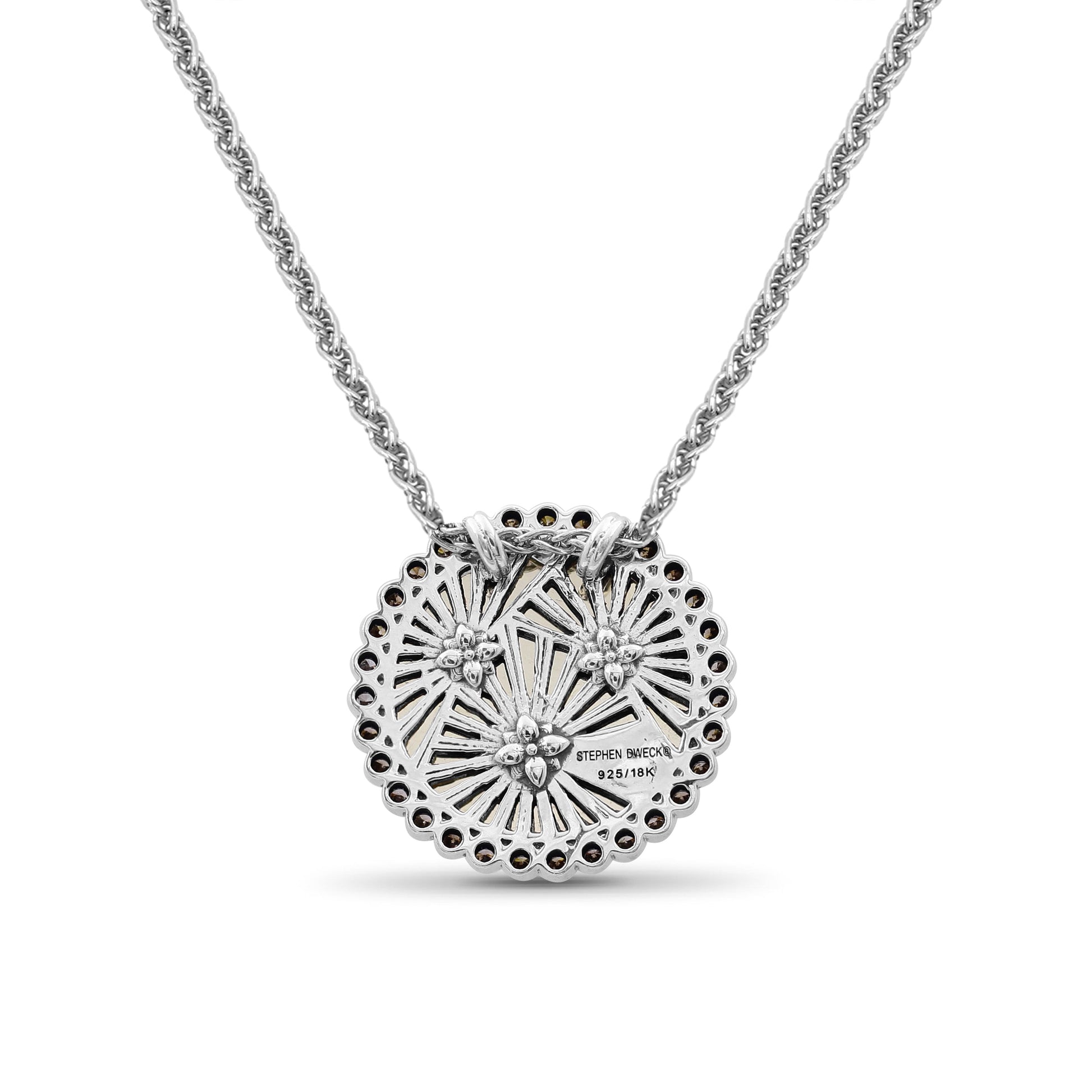 carventurous-internally-carved-natural-quartz-gold-lining-pendant-in-sterling-silver-with-champagne-diamonds-and-18k-gold-flowers