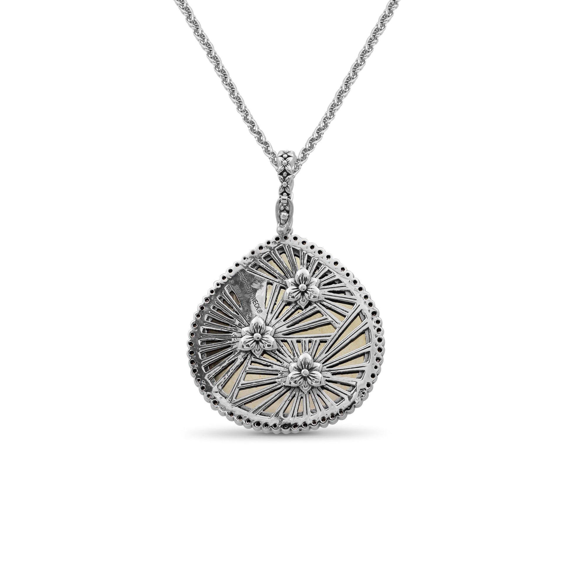 carventurous-internally-carved-natural-quartz-gold-lining-with-champagne-diamonds-necklace-in-sterling-silver-with-18k-gold-flowers