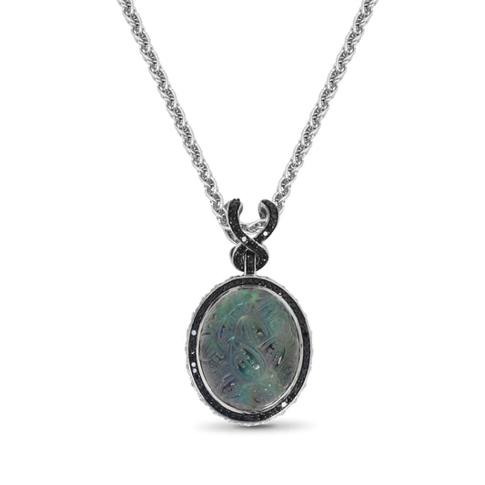 carventurous-hand-carved-natural-quartz-abalone-and-black-diamond-1-09ct-pendant-in-sterling-silver