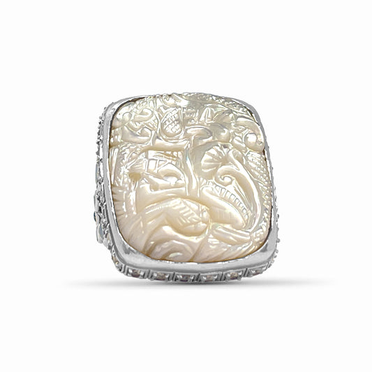 carventurous-hand-carved-mother-of-pearl-rainbow-moonstone-and-natural-quartz-ring-in-sterling-silver