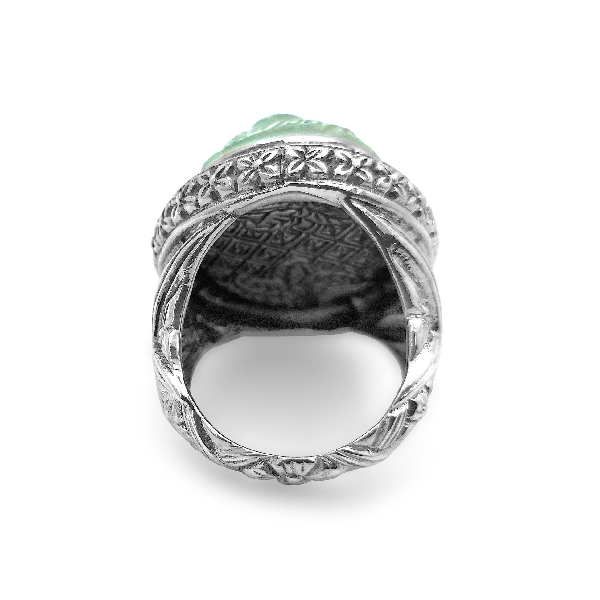 carventurous-hand-carved-natural-quartz-and-abalone-ring-with-0-55ct-champagne-diamonds-in-sterling-silver