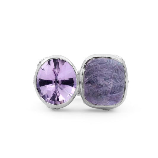 carventurous-faceted-amethyst-hand-carved-natural-quartz-mother-of-pearl-and-amethyst-open-and-close-sunray-ring-in-sterling-silver