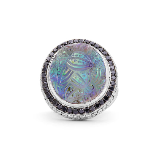 carventurous-hand-carved-natural-quartz-and-abalone-ring-in-sterling-silver-with-0-90ct-black-diamonds