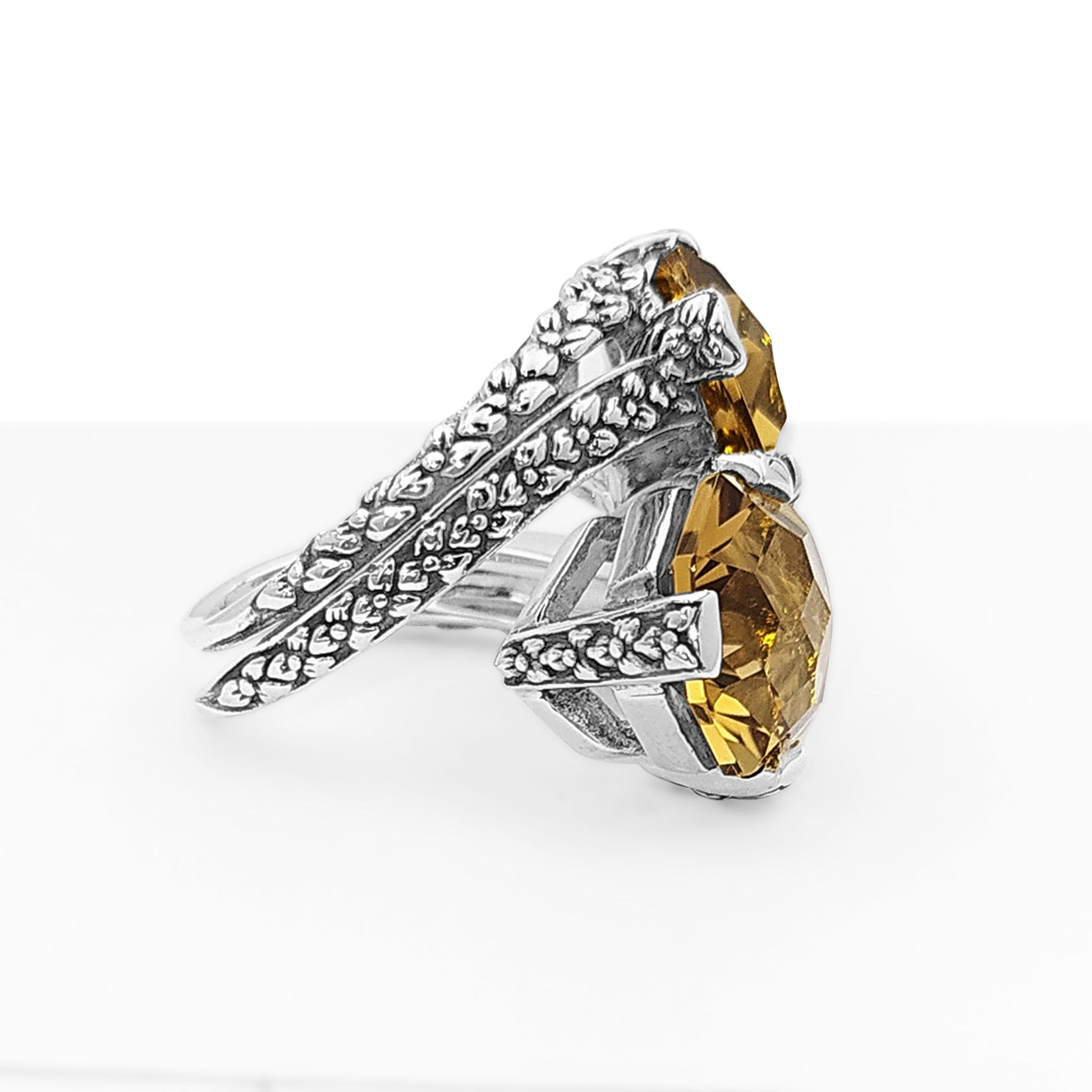 galactical-champagne-quartz-double-stone-ring-with-engraved-sterling-silver