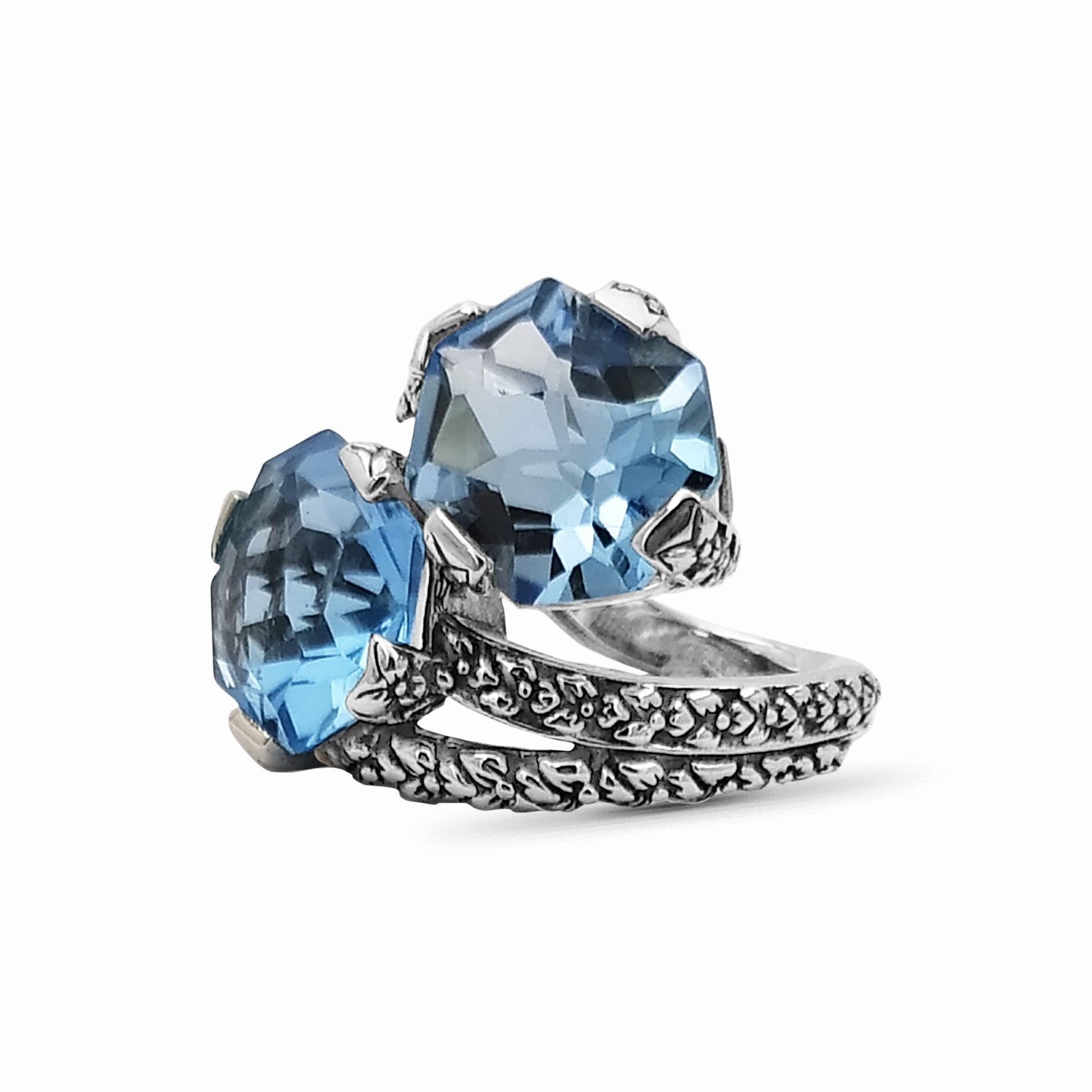galactical-blue-topaz-double-stone-ring-with-engraved-sterling-silver