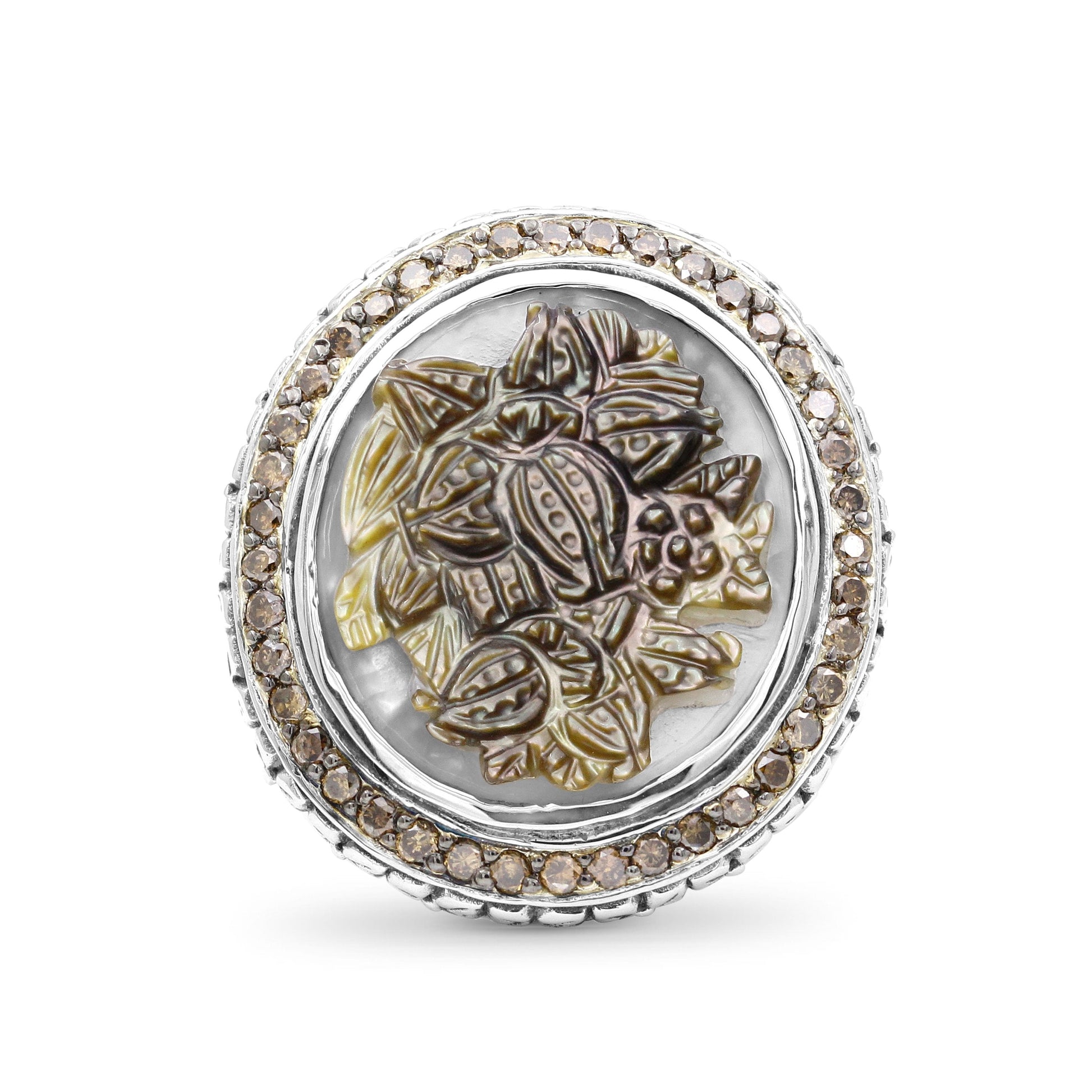 legacy-hand-carved-tahitian-mother-of-pearl-cameo-and-champagne-diamond-0-75ct-ring-in-sterling-silver