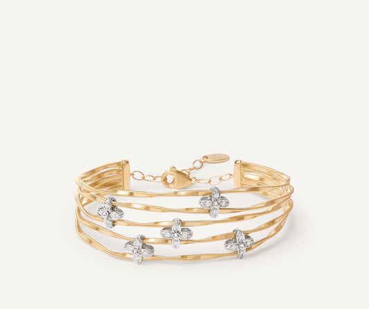 Floral diamond pav�� multi-strand bangle