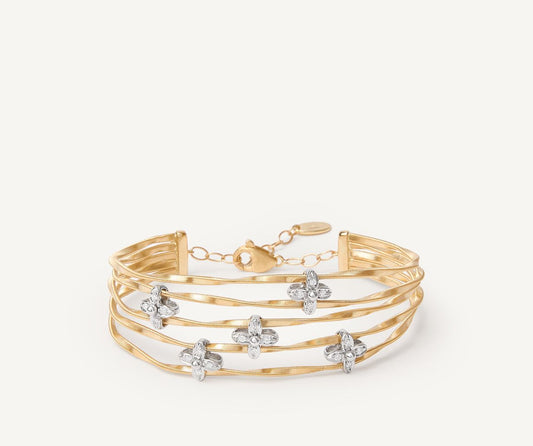 Floral diamond pav multi-strand bangle
