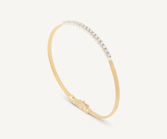18K Yellow Gold Small Stackable Bracelet With Diamond Bar