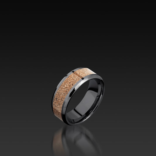 Tantalum Beveled Band with Dinosaur Bone