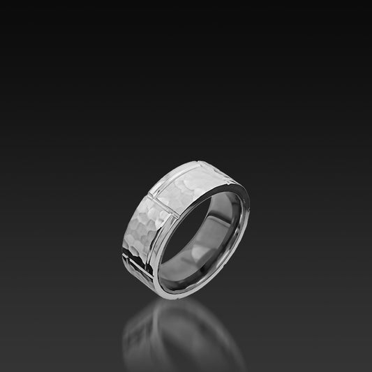 White Gold Beveled Band with Tantalum Sleeve