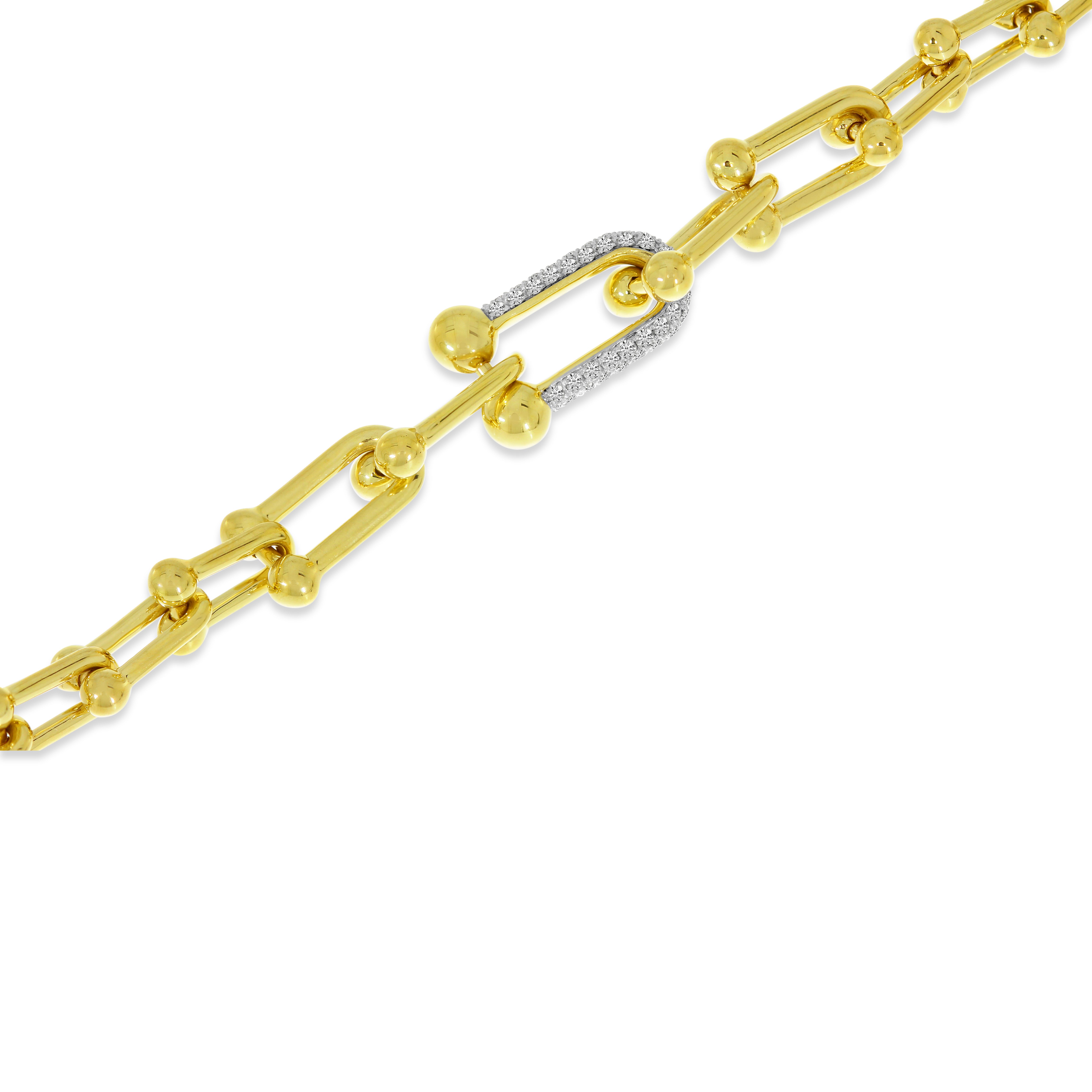 14k Yellow Gold Diamond Link Chain Bracelet TB2651
