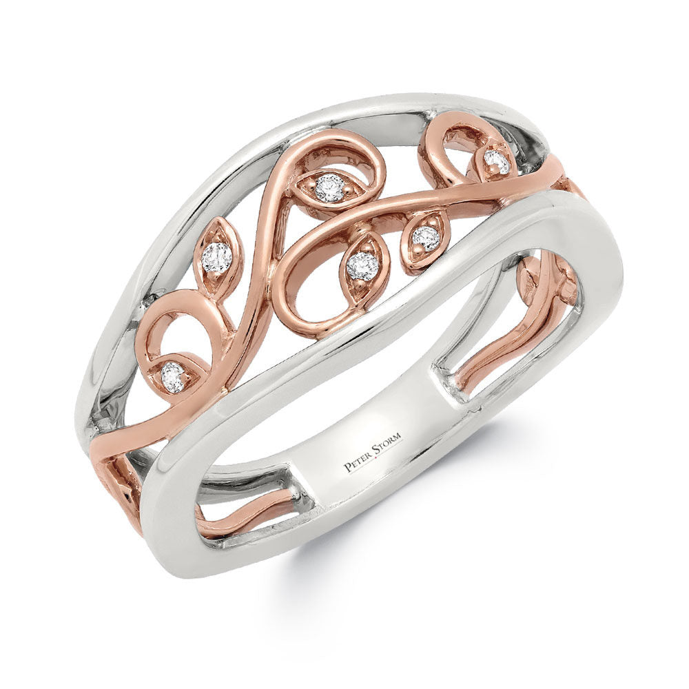 Peter Storm Rose Gold Leaf Motif Is Highlighted By White Diamonds Wbm518_4Diarw  WBM518_4DiaRW