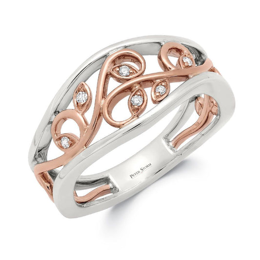 Peter Storm Rose Gold Leaf Motif Is Highlighted By White Diamonds Wbm518_4Diarw WBM518_4DiaRW