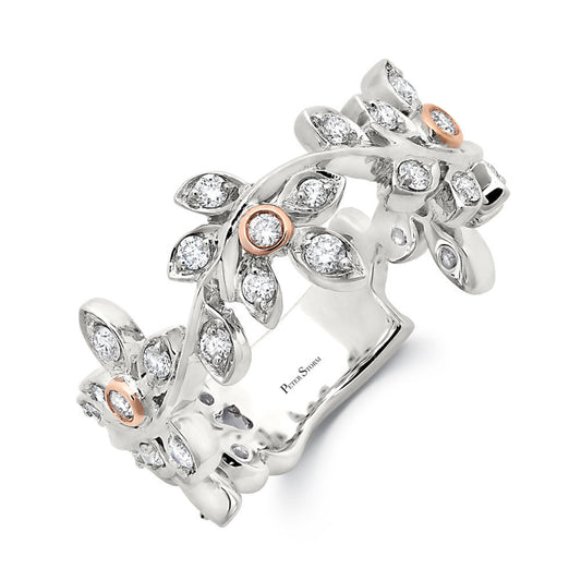 Peter Storm White Gold And Diamond Flower And Leaf Pattern Wbm524_4Diarw  WBM524_4DiaRW
