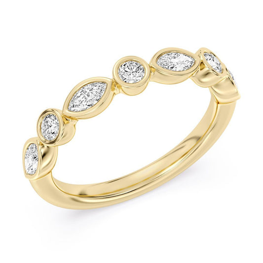 Peter Storm A Flat Band With Alternating Marquise Diamonds And Gold Beads Wbm779_4Diay WBM779_4DiaY