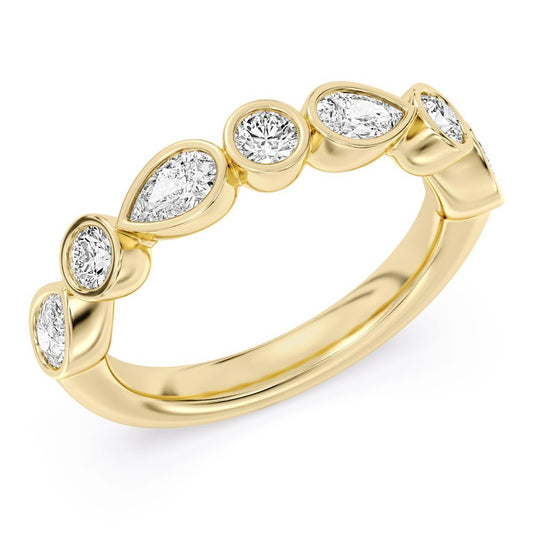 Peter Storm A Flat Band With Alternating Marquise Diamonds And Gold Beads Wbm780_4Diay WBM780_4DiaY
