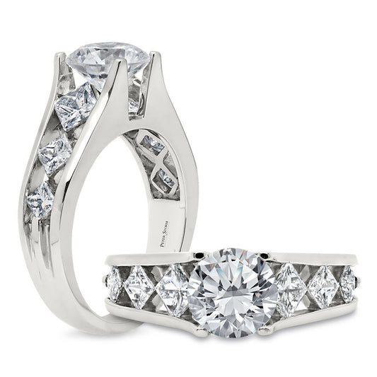 Peter Storm Sleek modern styling featuring six princess cut diamonds set point to point, highlighted by your skin peaking through the diamonds WSM070_4DiaW WSM070_4DiaW