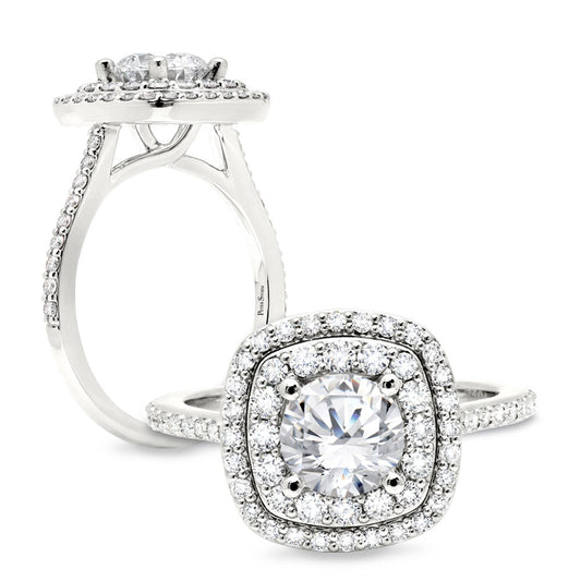 Peter Storm This ring features a double halo that creates a cushion shape around your round center WSM333_4DBlW  WSM333_4DBlW