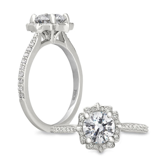 Peter Storm Vintage style halo on modern ring WSM419_4DiaW WSM419_4DiaW