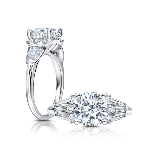 This stunning ring features a flower-shaped halo with a sparkling round center  WSM599_4DiaY