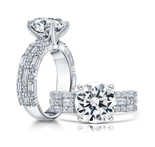 Peter Storm This elegant ring features a flower-shaped halo with a sparkling round center WSM682_4DiaW WSM682_4DIAW