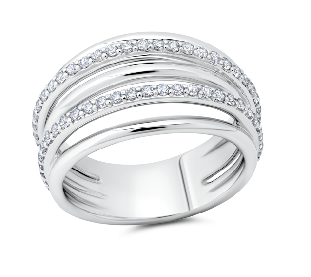 Peter Storm This Fun Band Layers High Polish Metal With Rows Of Diamonds Wbm695_4Diaw  WBM695_4DiaW