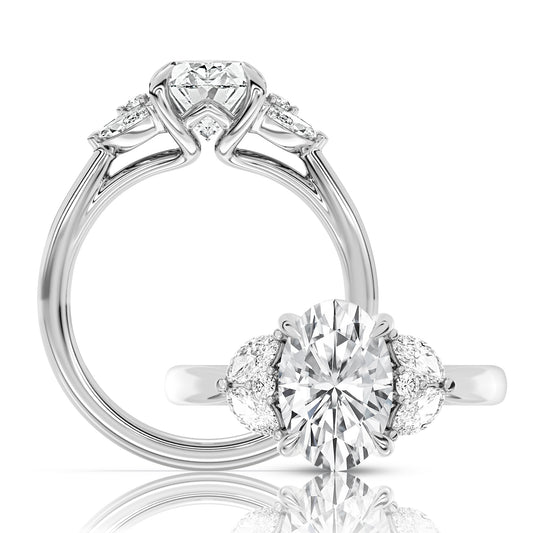 Peter adds a modern flair to this cluster three stone ring WSM714_4DiaR