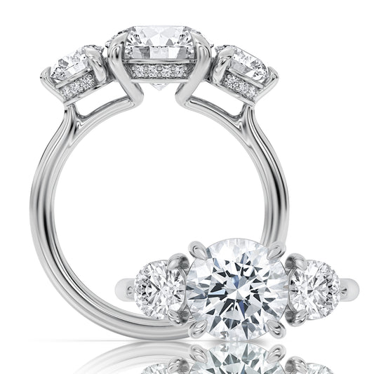 This playful ring features a flower-shaped halo with a sparkling round center WSM720_4DiaW