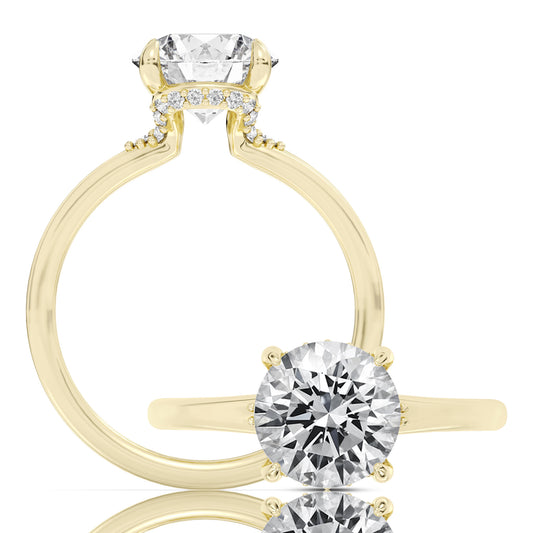This playful ring features a flower-shaped halo with a brilliant round center WSM743_4DiaY