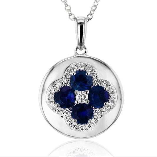 Sapphire Color Pendant in 14k Gold with Diamonds