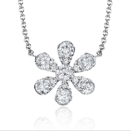 Flower Pendant in 14k Gold with Diamonds
