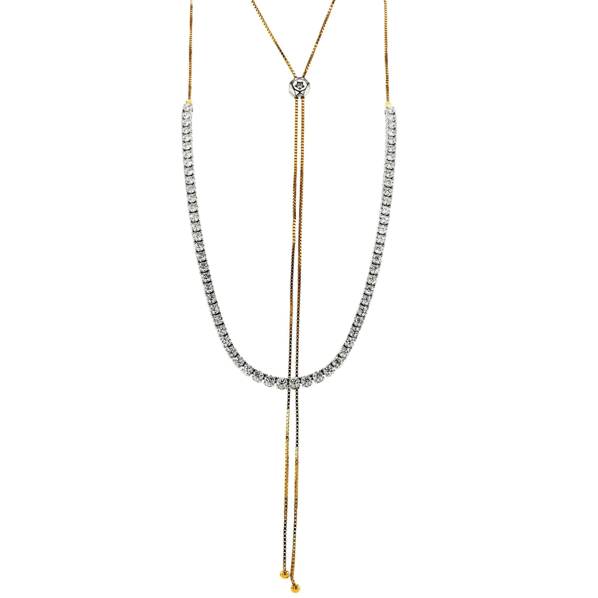 Adjustable Tennis Necklace in 18k Gold with Diamonds