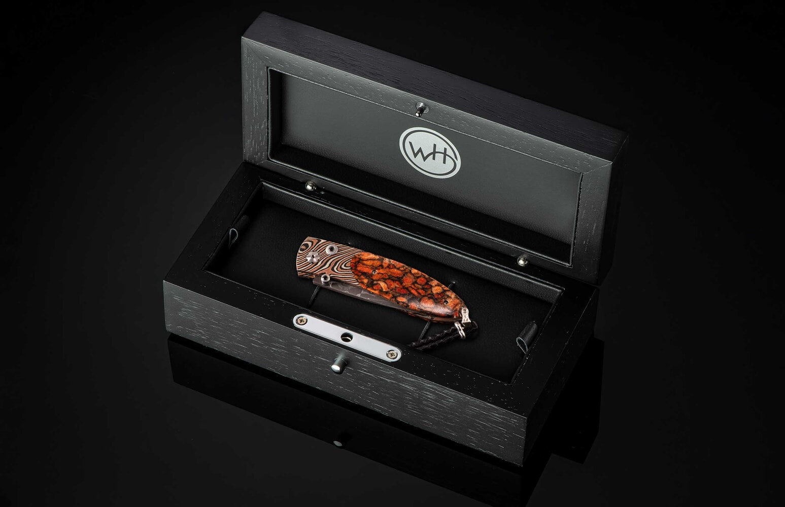 William Henry Pocketknife with Mokume Gane, Apple Coral and damascus blade B05 APPLE VALLEY