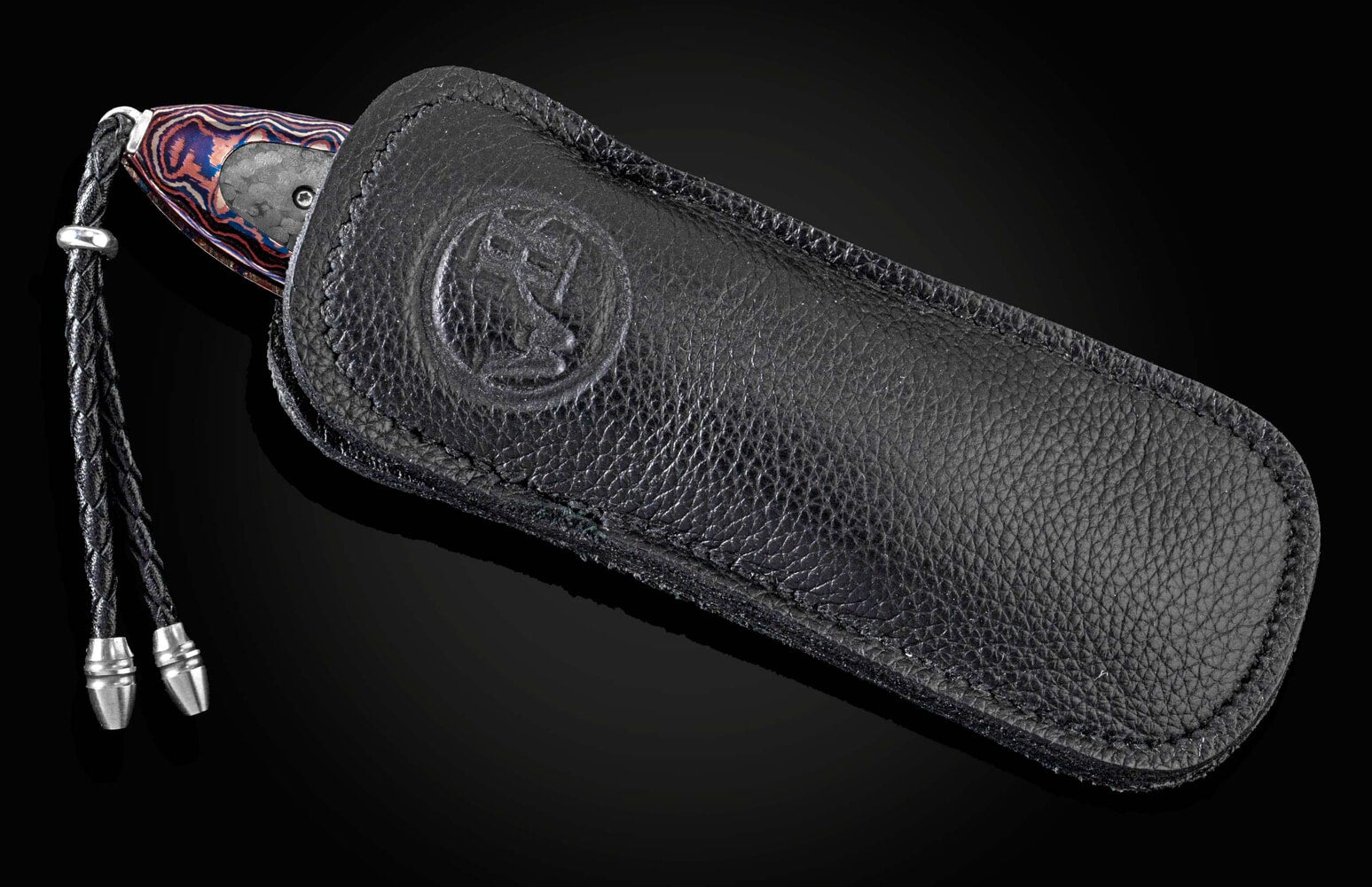 William Henry Folding knife with 'Wave Mokume' and carbon fiber B05 BLACK WAVE