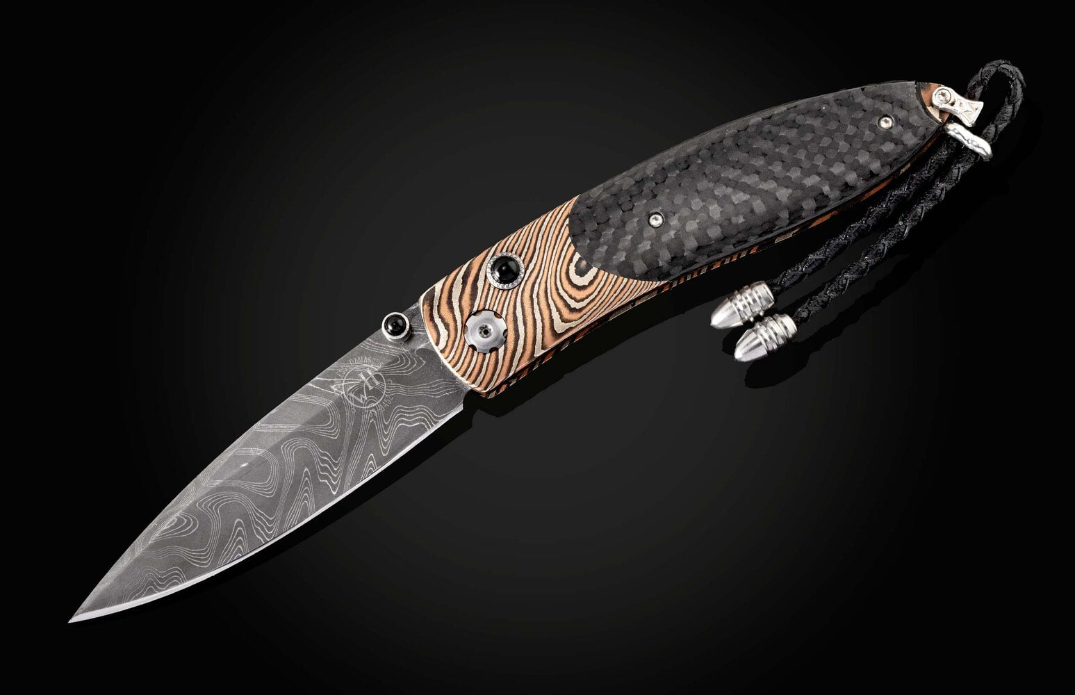 William Henry Folding knife featuring Mokume Gane, carbon fiber and damascus blade B05 CLASSIC