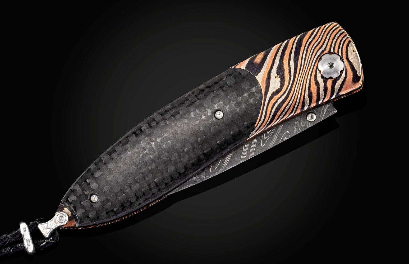 William Henry Folding knife featuring Mokume Gane, carbon fiber and damascus blade B05 CLASSIC
