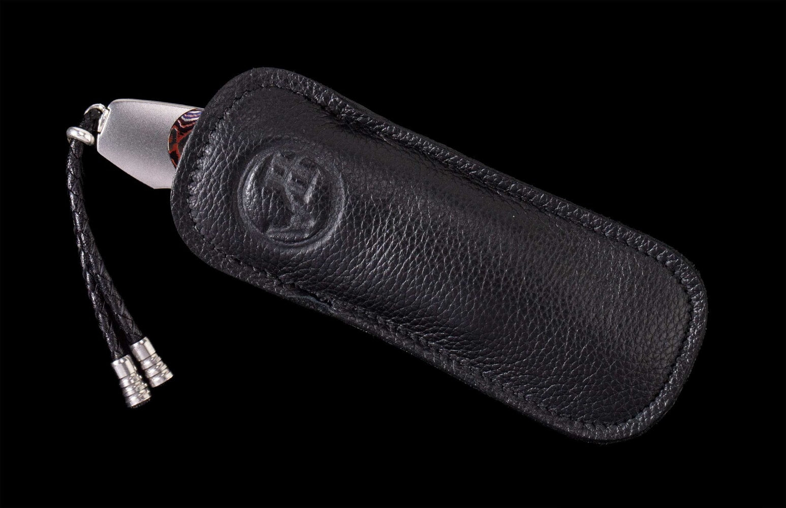 William Henry Titanium pocketknife with 'Wave' mokume and damascus blade B05 DARK FIRE