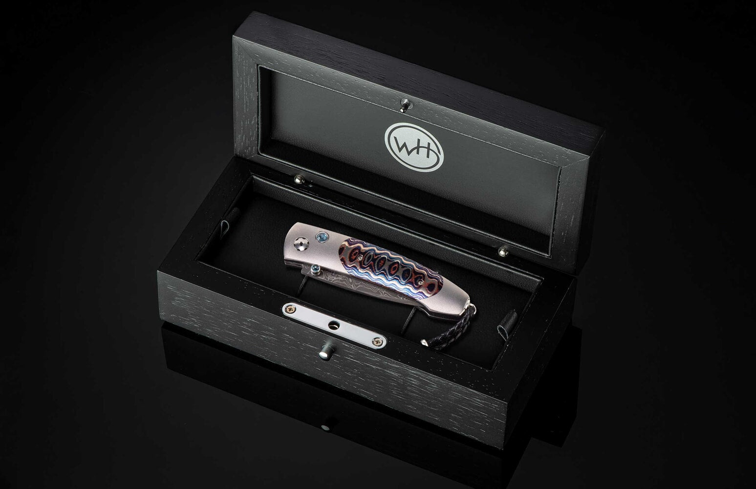 William Henry Titanium pocketknife with 'Wave' mokume and damascus blade B05 DARK FIRE
