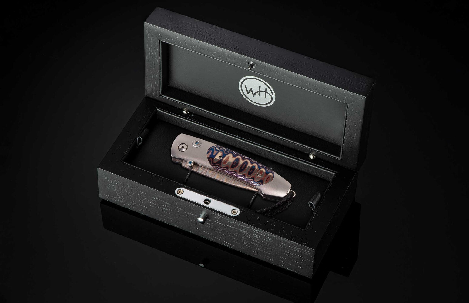 William Henry Titanium pocketknife with 'wave' mokume, and 'copper wave' damascus blade B05 HEAT WAVE