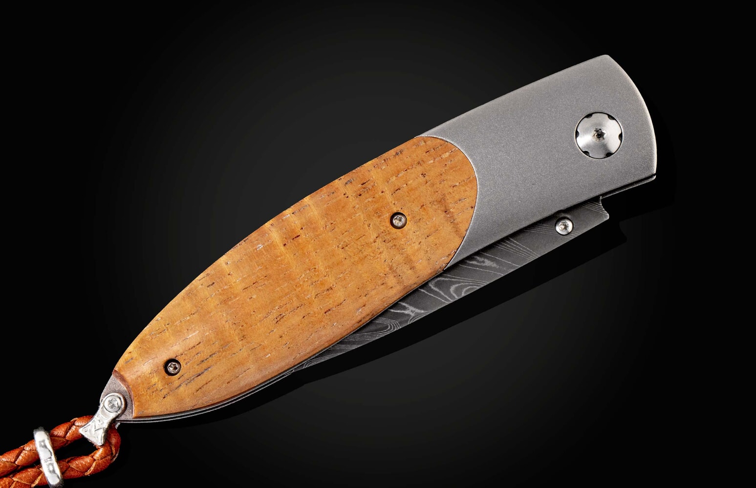 William Henry Pocketknife with Koa wood, titanium, and hand-forged damascus B05 ISLAND TIME