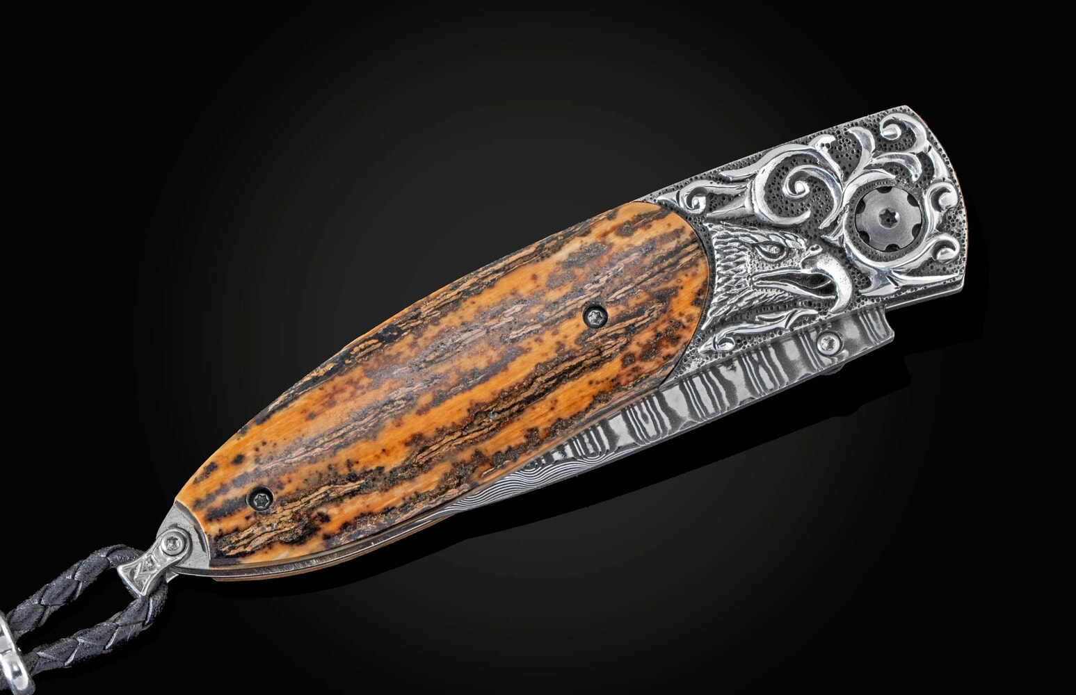 William Henry Folding knife with sterling silver and woolly mammoth tusk B05 SILVER EAGLE II