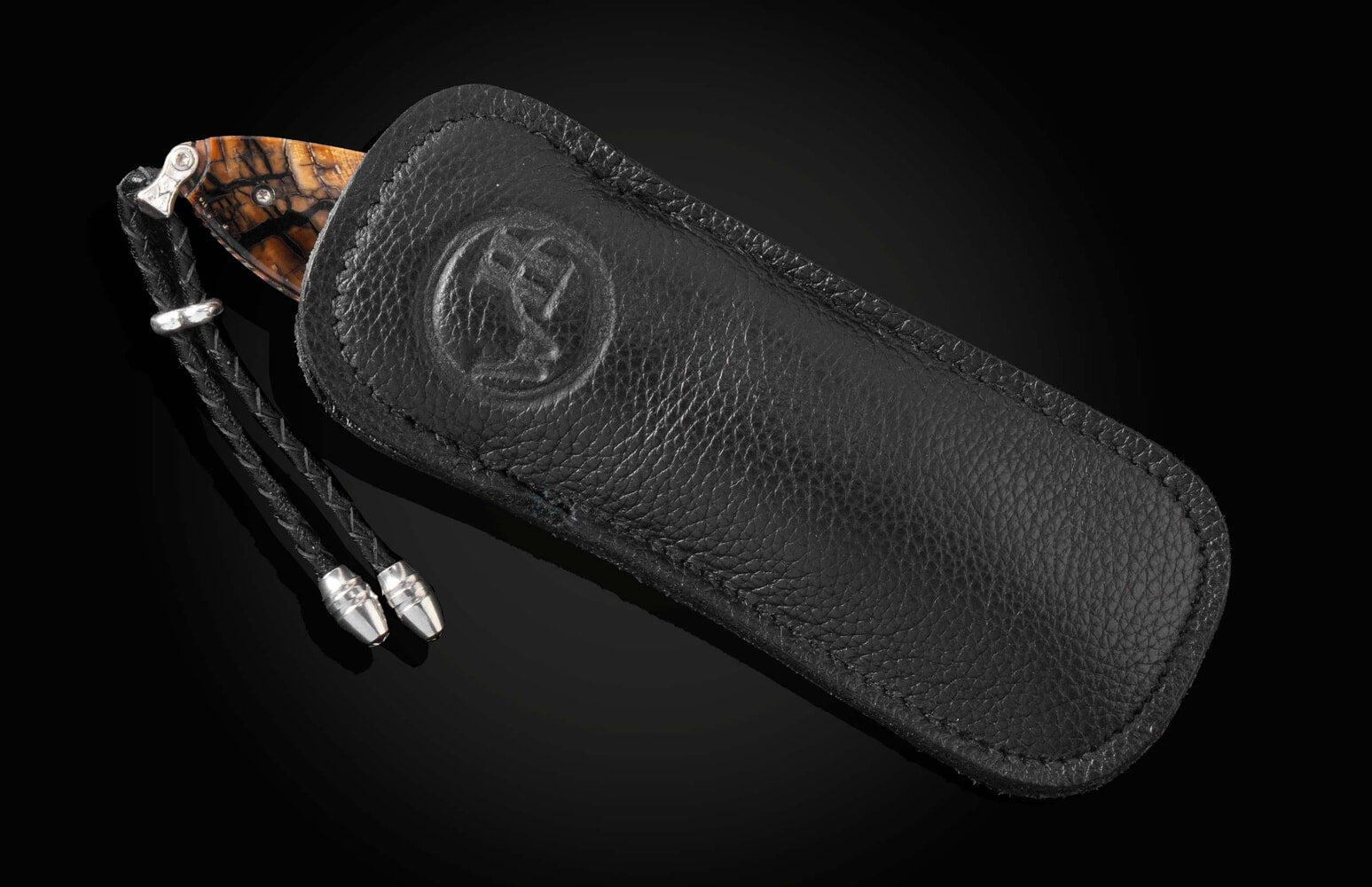 William Henry Pocketknife featuring mokume gane, fossil Mammoth tusk and 'wave' damascus blade B05 SMOKY