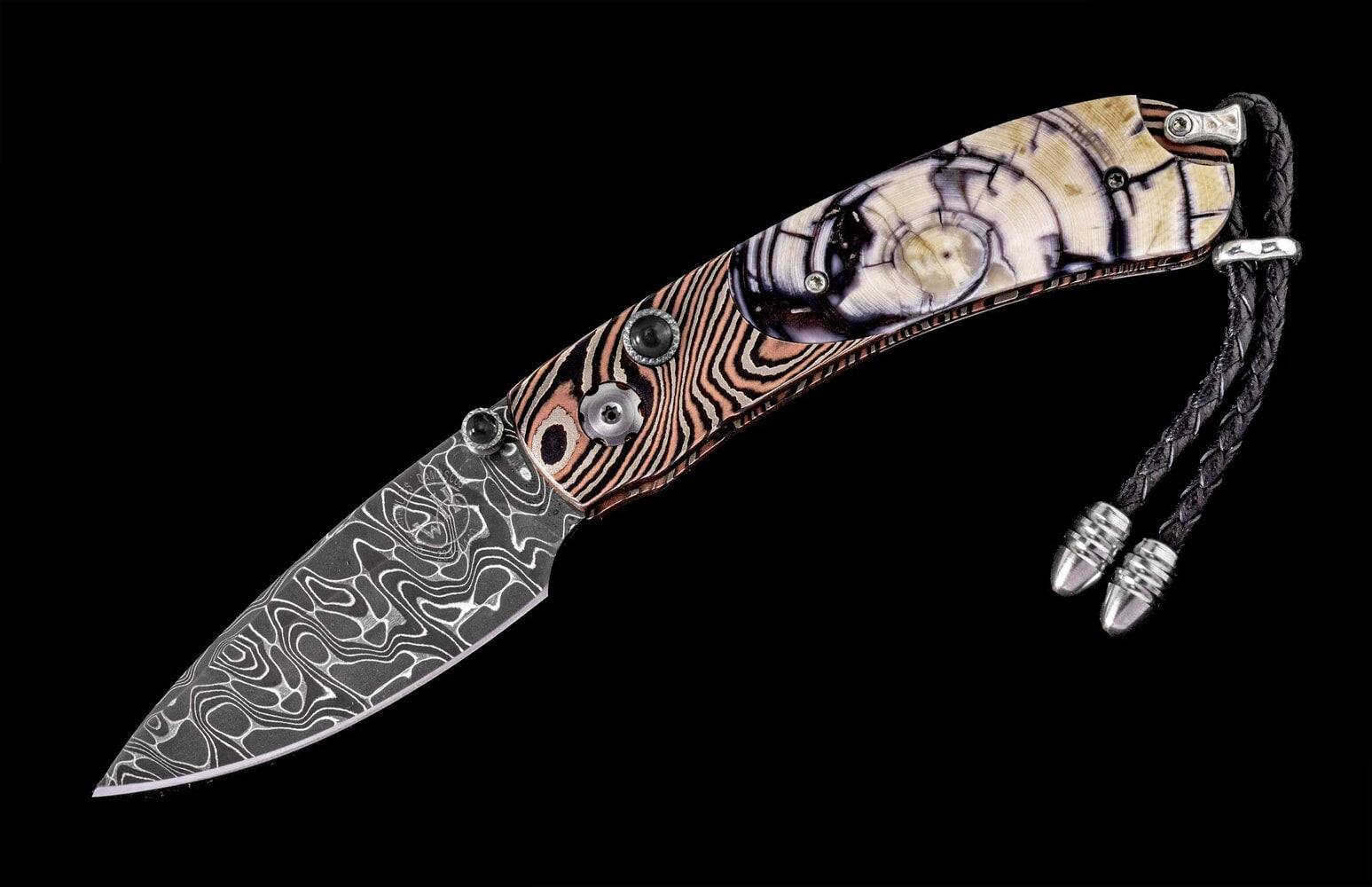 William Henry Pocketknife with mokume gane and fossil Woolly Mammoth tusk B09 LAVISH