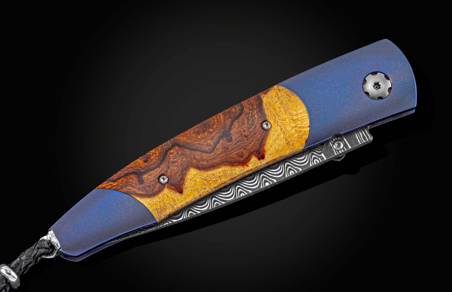 William Henry Titanium pocket knife inlaid with desert ironwood B10 DESERT BLUES